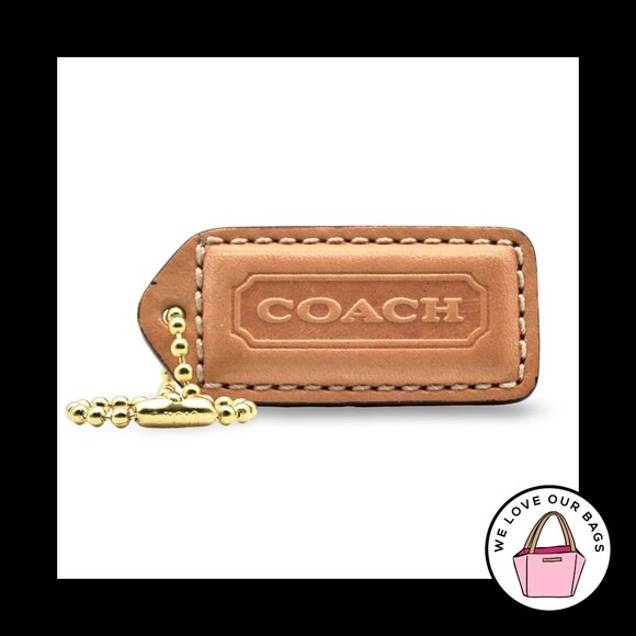 2" Y2K VINTAGE COACH Natural Saddle Brown Leather Fob Bag Charm Keychain HangTag - Picture 1 of 1